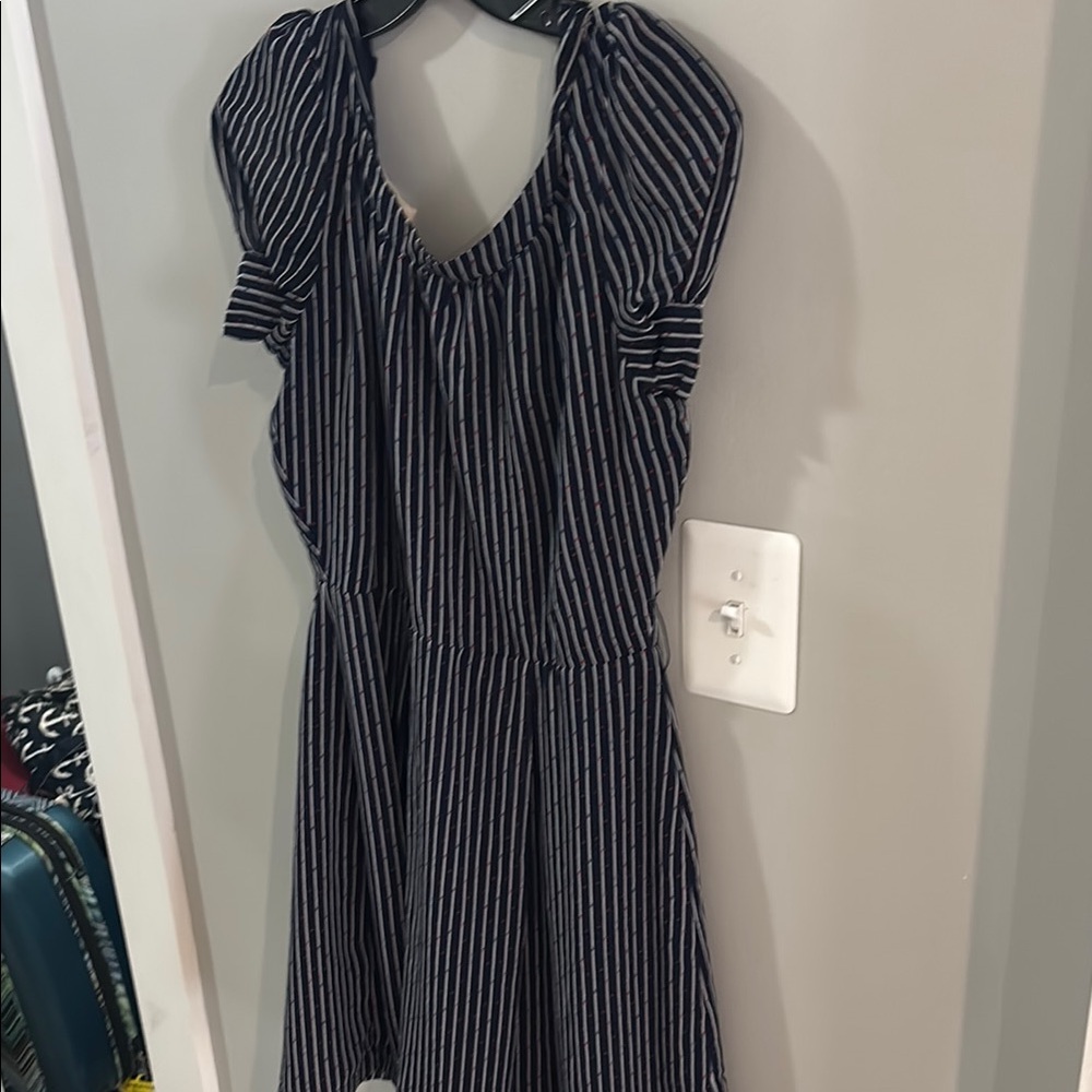 Tommy Hilfiger Blue and White Flutter Sleeve Sundress